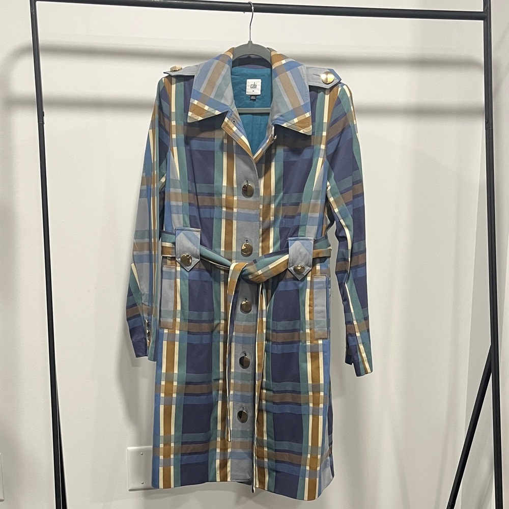 CAbi Multicolor Plaid Trench Coat
